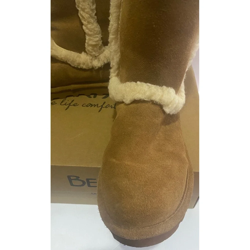 Bearpaw KendallTall Hickory Suede Fur Trim Winter Boots Brown Women's Size 8